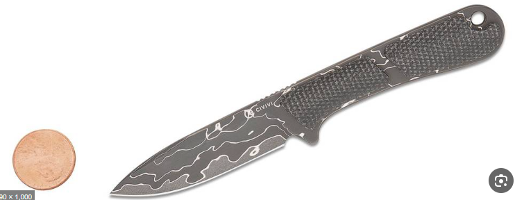 CIVIVI KNIVES MINI ELEMENTUM FIXED BLADE DAMASCUS #C23010-DS1