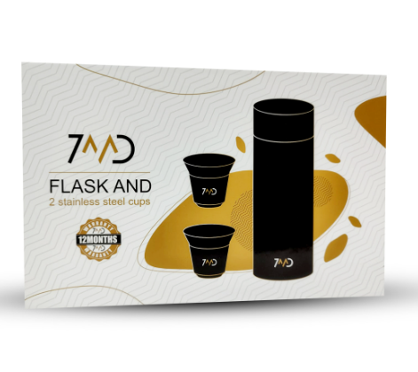7MD Flask And Two Stainless Steel Cups #9045