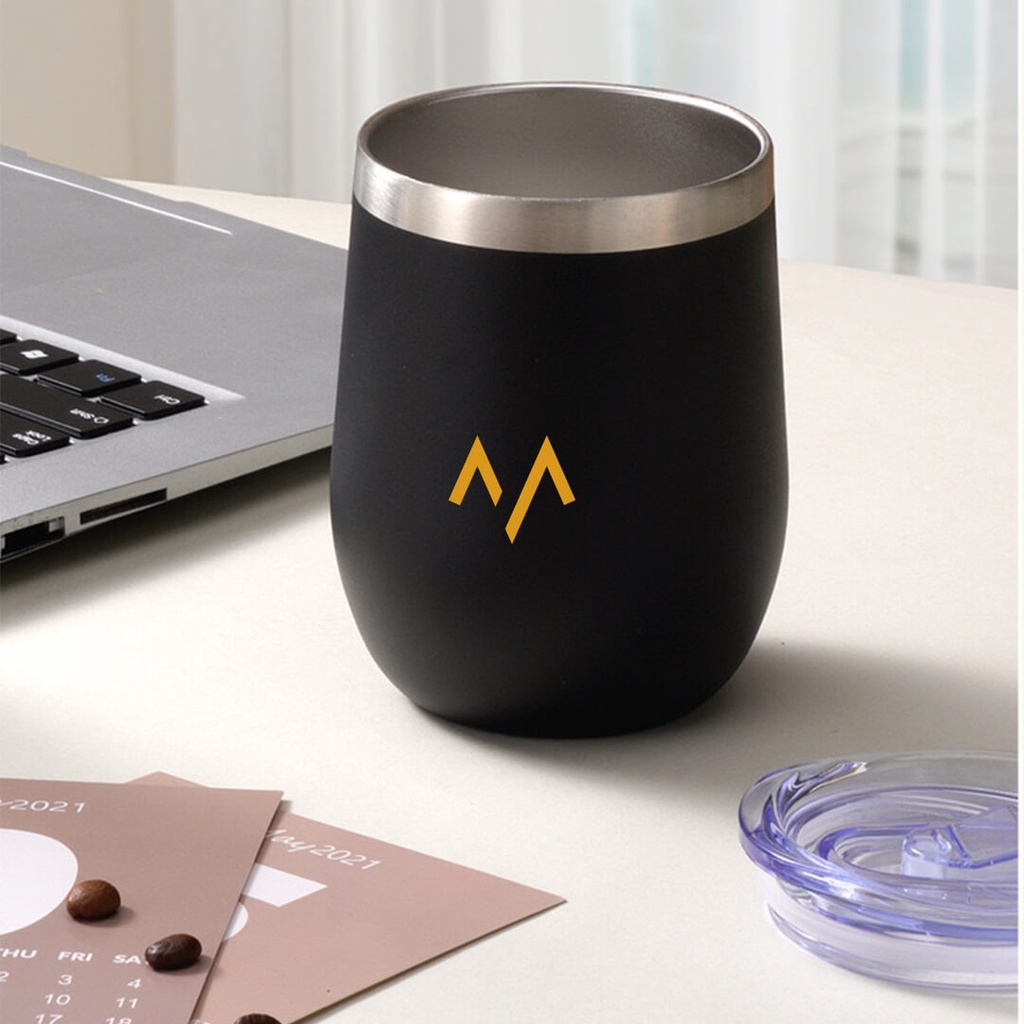 7MD Cup U Shaped, Double-Wall Stainless Steel Unbreakable Drinking Cups, Travel Coffee Mug 360ml With Sliding Lid #10061