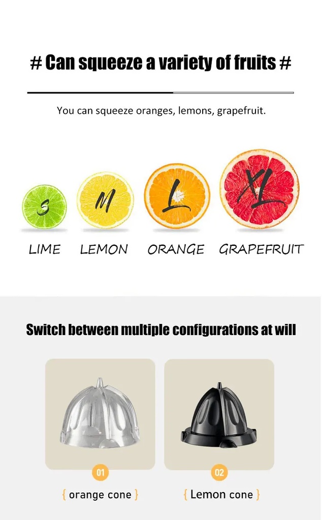 7MD Electric Citrus Juicer With 600W Power #2419