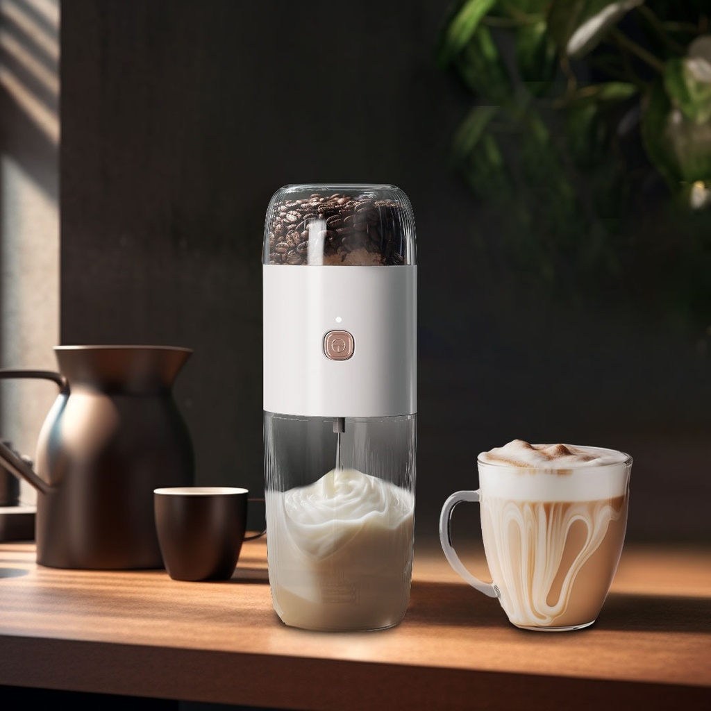 LePresso 2 in 1 Portable Milk Frother and Coffee Grinder 150mL 45W #LPMFGRWH