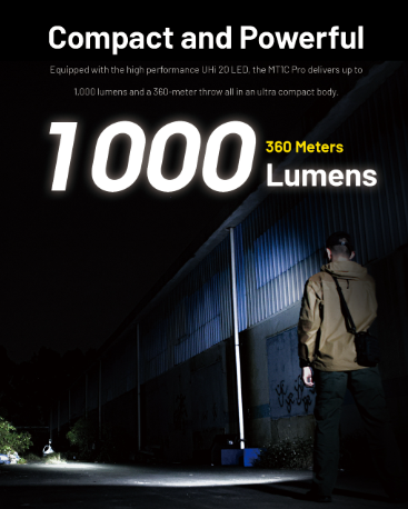 Nitecore Multitask MT1C Pro LED Flashlight - NiteLab UHi 20 - 1000 Lumens