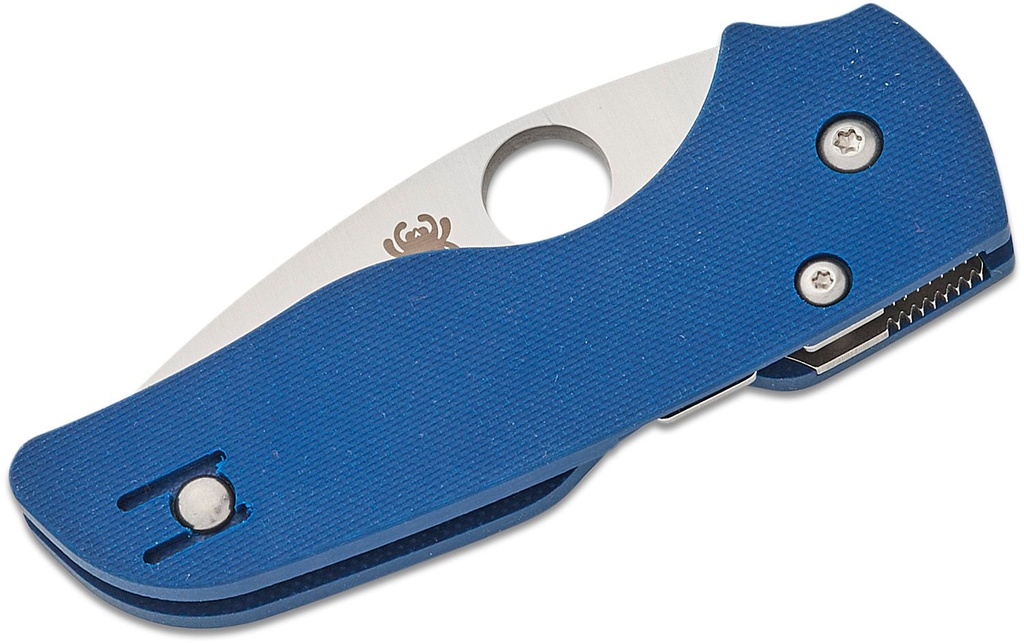 Spyderco Lil' Native Compression Lock SPY27 Satin Plain Blade, Cobalt Blue G10 Handles #C230GPCBL