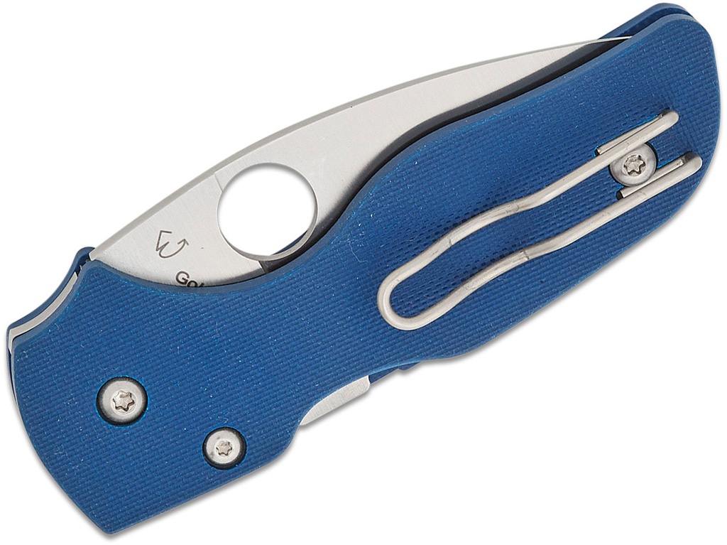 Spyderco Lil' Native Compression Lock SPY27 Satin Plain Blade, Cobalt Blue G10 Handles #C230GPCBL