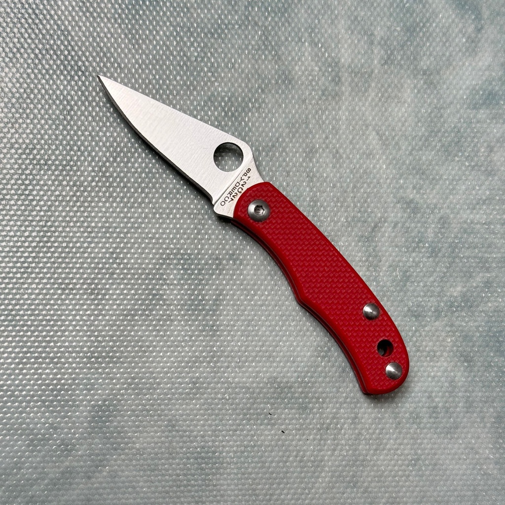 Spyderco Bug Micro-Size Slipjoint 2C27 Satin Plain Blade, Red G10 Handles #C133GRDP