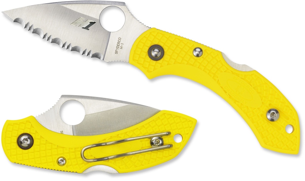 Spyderco Dragonfly 2 Salt H1 Satin Serrated Blade, Yellow FRN Handles #C28SYL2