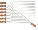  Set Of 8 Pcs Stainless Steel Double Prong BBQ Skewer with Wood Handle and Storage Bag #MK-8