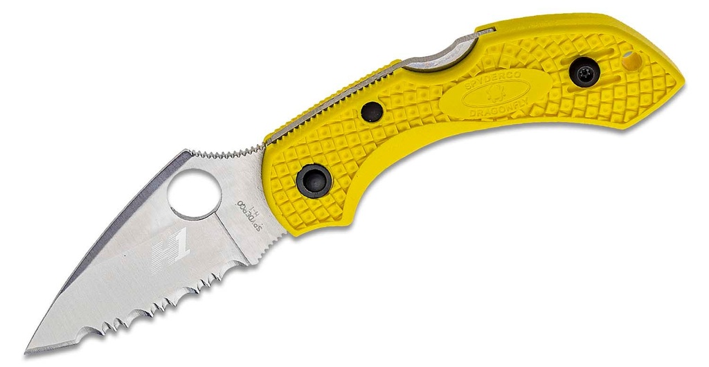 Spyderco Dragonfly 2 Salt H1 Satin Serrated Blade, Yellow FRN Handles #C28SYL2