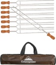  Set Of 8 Pcs Stainless Steel Double Prong BBQ Skewer with Wood Handle and Storage Bag #MK-8