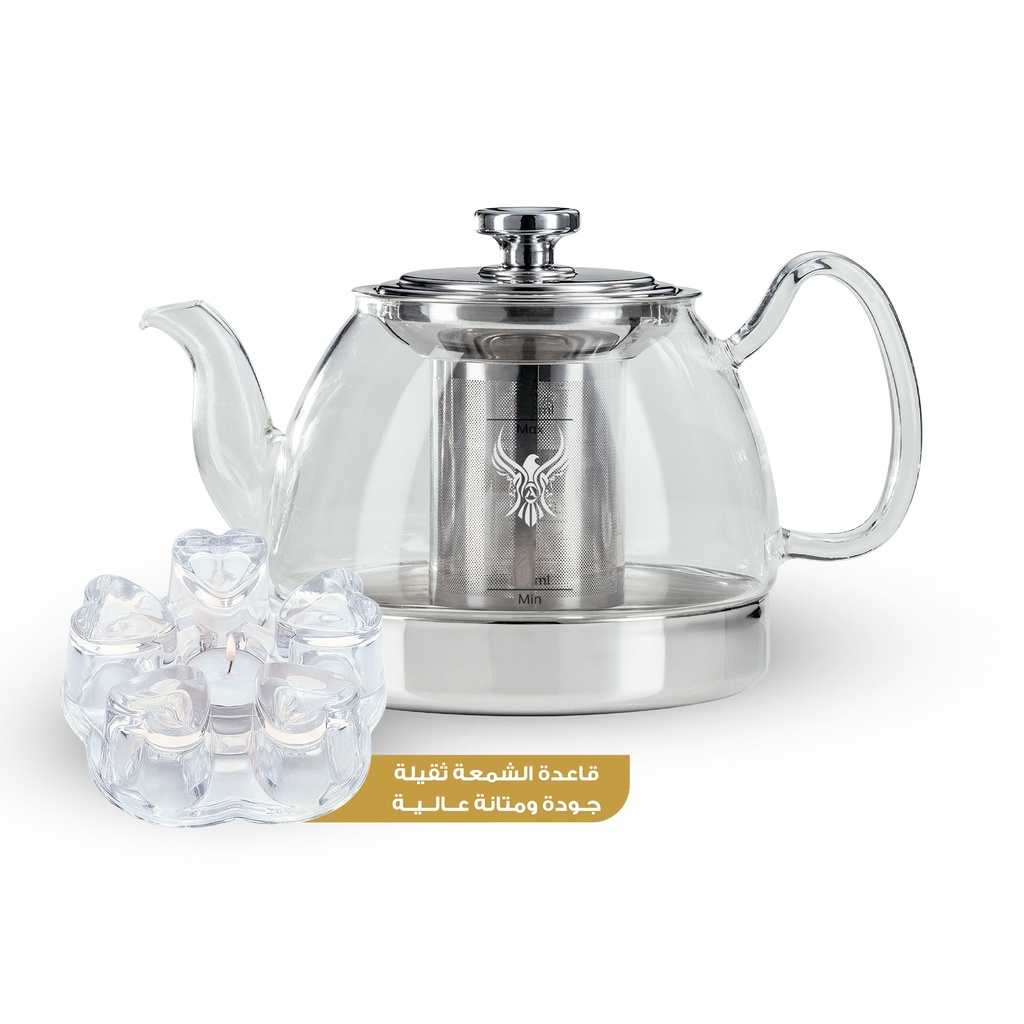ALHOR GLASS TEA POT WITH CANDLE WARMER 