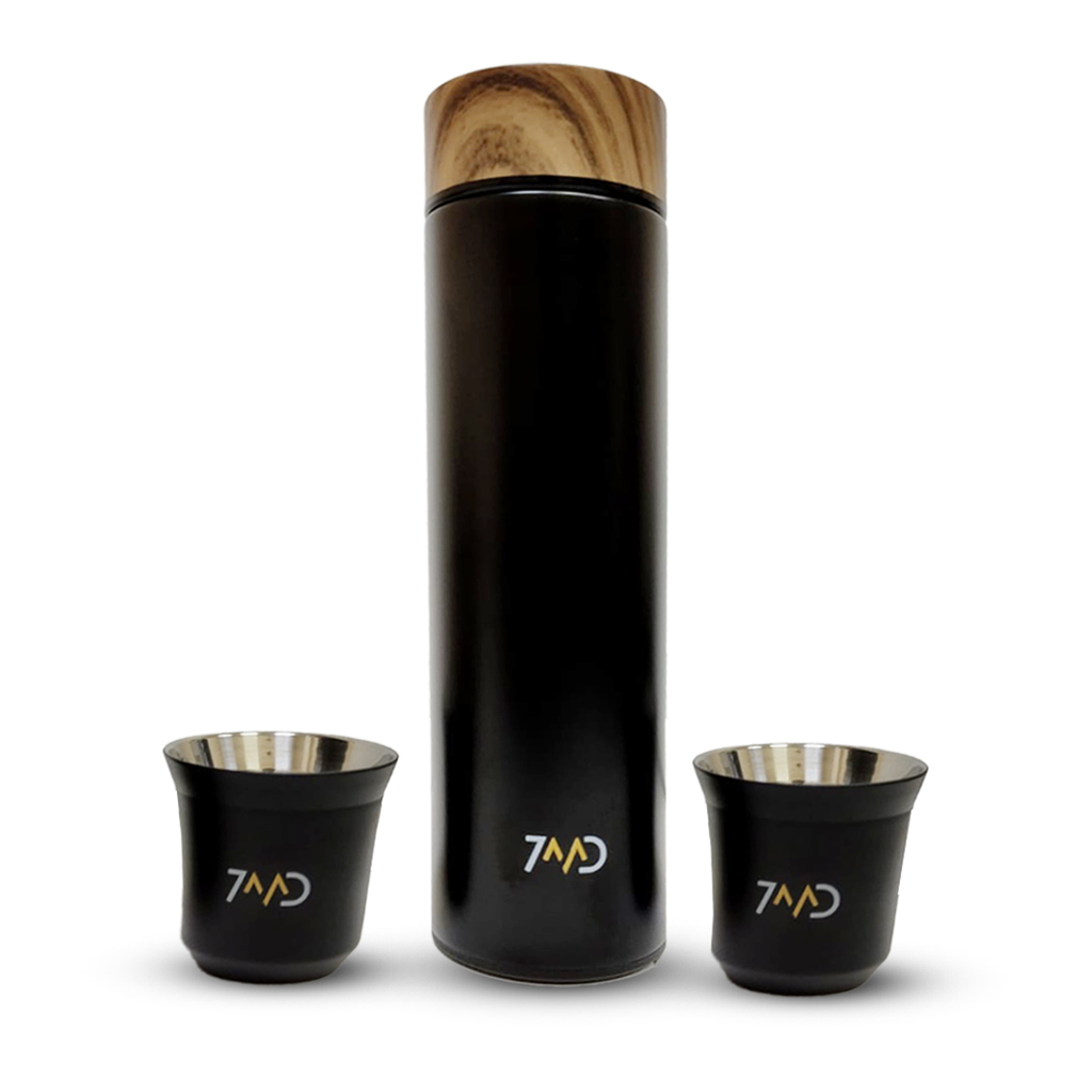 7MD Flask And Two Stainless Steel Cups #9045