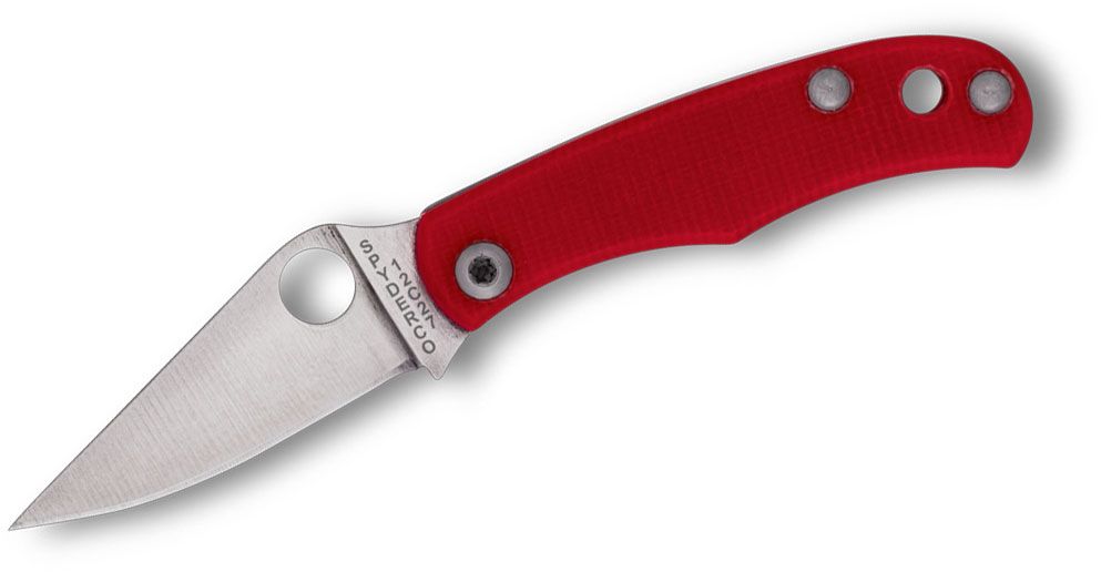 Spyderco Bug Micro-Size Slipjoint 2C27 Satin Plain Blade, Red G10 Handles #C133GRDP
