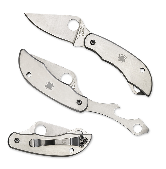 Spyderco ClipiTool Bottle Opener/Screwdriver  Stainless Steel Handles, Slipjoint (non-locking) #C175P