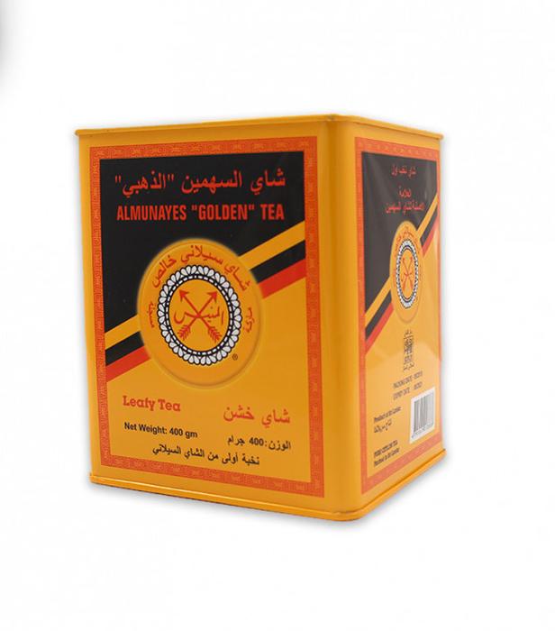 [00360] GOLDEN TWO ARROWS TEA TIN OF 400g ALMUNAYES BRAND