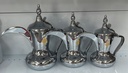 Al Saif 3 Pieces Stainless Steel Arabic Coffee Dallah Set, 26/32/48 OZ, Silver #5657-G1-SG3