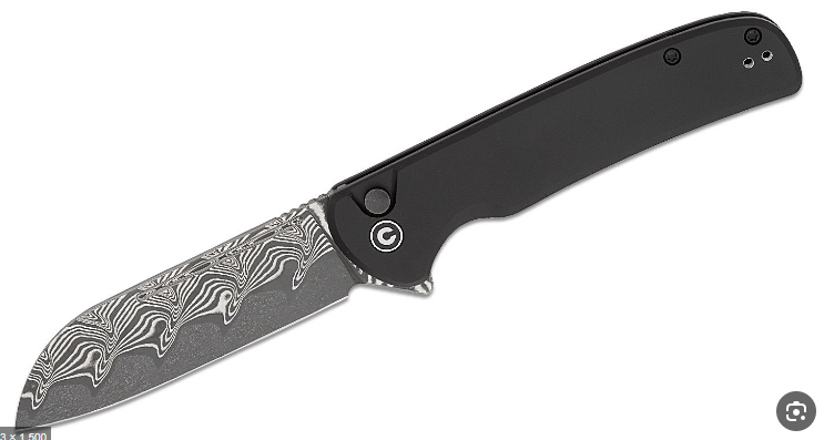 CIVIVI KNIVES CHEVALIER II BUTTON LOCK DAMASCUS #C20022B-DS1