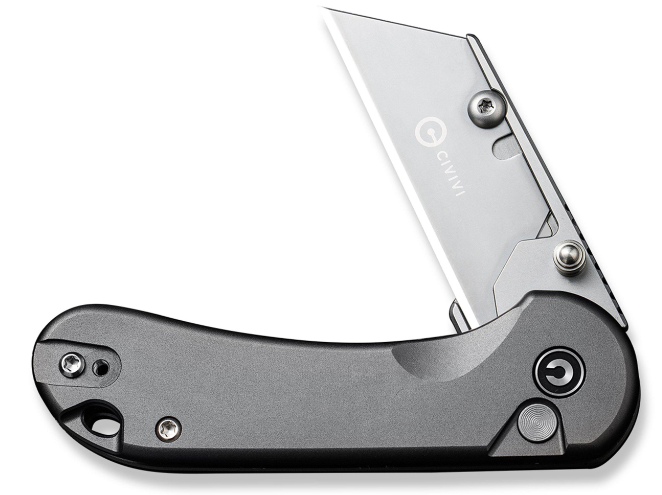 CIVIVI KNIVES ELEMENTUM UTILITY BUTTON LOCK  GRAY ALUMINUM HANDLE #C23039B-4
