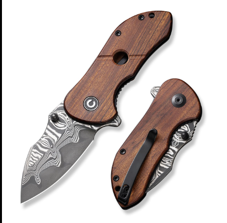 CIVIVI KNIVES GORDO LINER LOCK DAMASCUS,WOOD HANDLE #C22018C-DS1