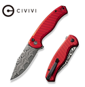 CIVIVI KNIVES STORMHOWL BUTTON LOCK DAMASCUS ,RED ALUMINUM HANDLE #C23040B-DS1