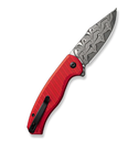 CIVIVI KNIVES STORMHOWL BUTTON LOCK DAMASCUS ,RED ALUMINUM HANDLE #C23040B-DS1