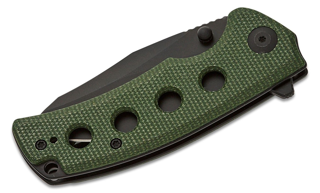 Excalis Flipper Knife - Green Canvas Micarta #S23068-3