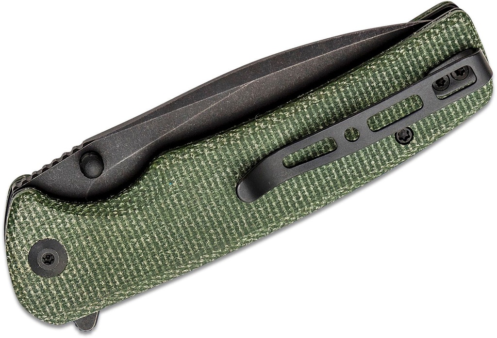 SENCUT Sachse Flipper Knife - Green Micarta #S21007-2