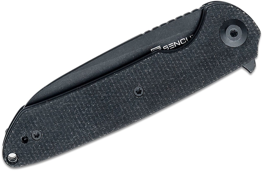 SENCUT Ferrum Forge Kyril Flipper Knife - Black Canvas Micarta #S22001-3