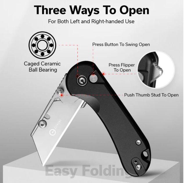 CIVIVI Elementum Utility Thumb Stud & Button Lock Knife Aluminum Handle #C23039B-1