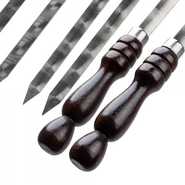 6PCS BBQ SKEWERS - SS + WOODEN HANDLE FROM ALRIMAYA #22-4197
