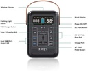 Toby's Wireless Charger 60A Power Station Lithium Battery 60000mAh Portable Power Station 222WH Capacity Maximum Output 260W, ABS Housing Material