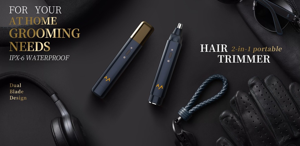7MD 2 in 1 Portable Hair Trimmer Electric Shaving Nasal Nose & Ear Hair Facial Epilator Trimmer #2433