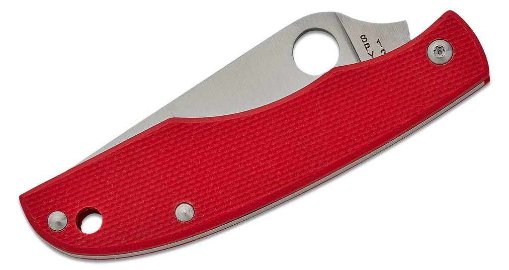 Spyderco GrassHopper Miniature Slipjoint Folding Knife 2.27" 12C27 Satin Plain Blade, Red G10 Handles #C138GRDP