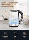 7MD Electric Kettle Transparent Glass 1.7 Liter Fast Boil LED Light 2200W Corded Water Boiler #11716