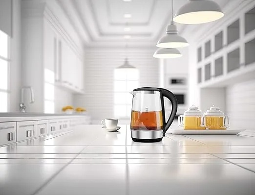 7MD Electric Kettle Transparent Glass 1.7 Liter Fast Boil LED Light 2200W Corded Water Boiler #11716