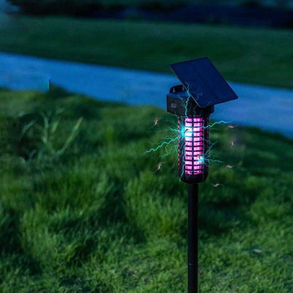 7MD Solar Garden & Wall Mount Insect Killer 5W 800V UV LED Accurate Tracking Solar & USB Rechargeable Rainproof Design 11618