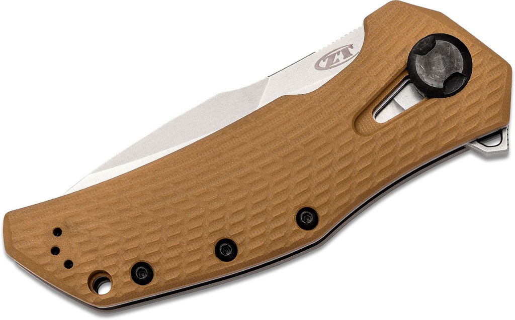 ZT Folding Knife Stonewashed CPM-20CV Blade, Coyote Tan G10 and Titanium Handles #0308
