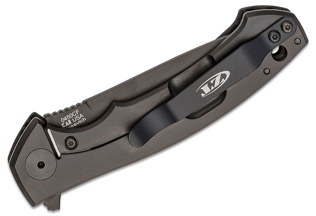 ZT Folding Knife S35VN Black Blade, CF and Titanium Handles #0450CF