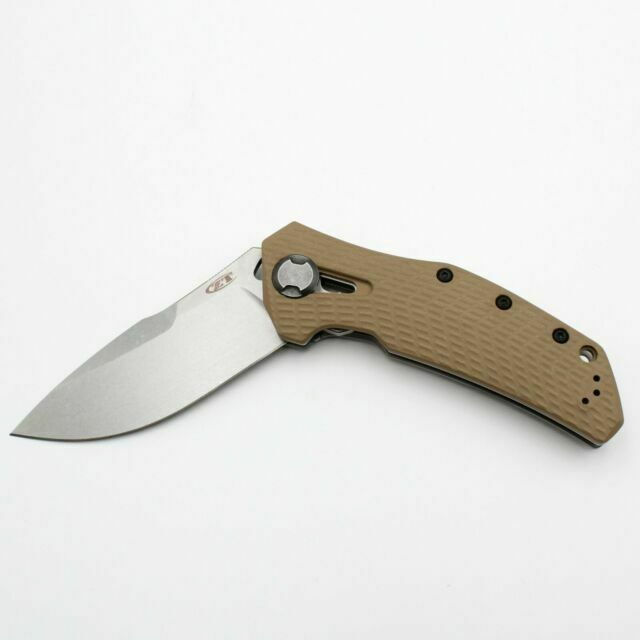 ZT Folding Knife Stonewashed CPM-20CV Blade, Coyote Tan G10 & Titanium Handles #0308