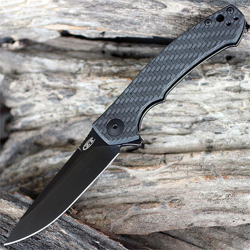 ZT Folding Knife S35VN Black Blade, CF and Titanium Handles #ZT0450CF