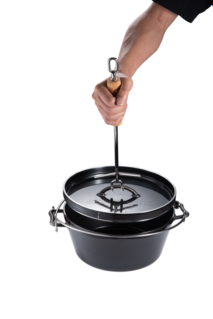 رافع غطاء استانلس ستيل بمقبض خشبي #MS-34