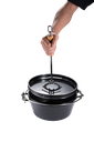 رافع غطاء استانلس ستيل بمقبض خشبي #MS-34
