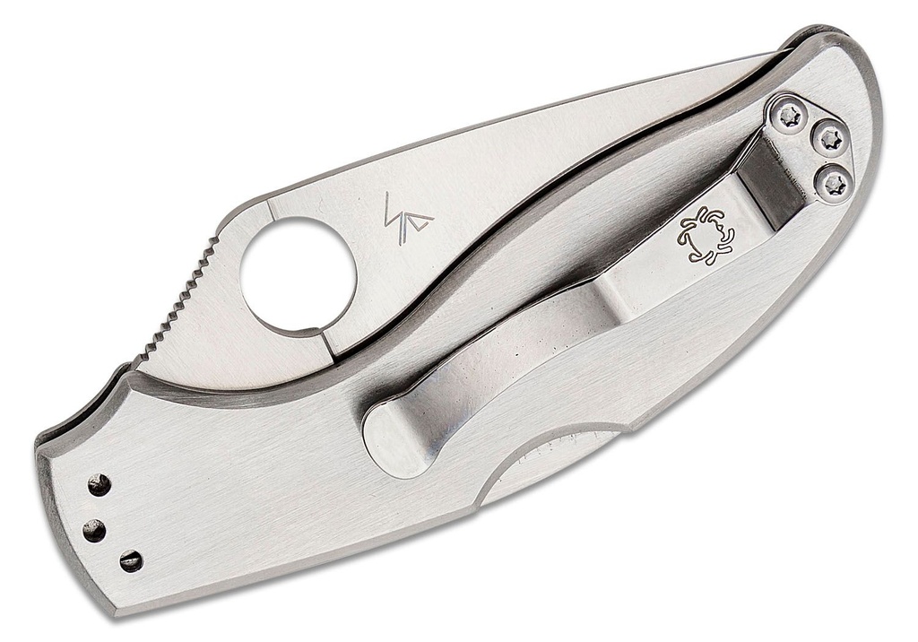 UpTern Folding Knife Satin Plain Blade, Stainless Steel Handles #C261P
