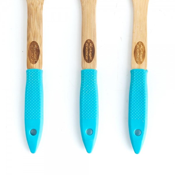 BAMBOO UNTENCILS SET OF 3 WITH SILICONE HANDLE FROM AL-RIMAYA #22-3011