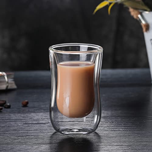 BLACKSTONE Double Wall Glass Tumbler Cups, Suitable for coffee or tea, Coffee cups 2PCS SET 100ML#DH902