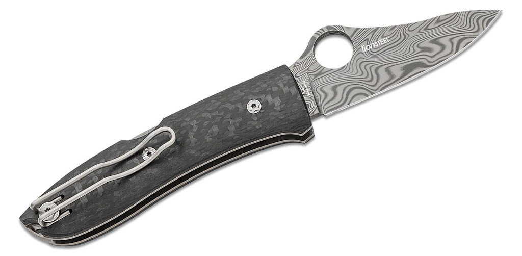 Spyderco SpyOpera Sprint Run Folding Knife Thor Dama steel Plain Blade, Carbon Fiber Handles #C255CFPD