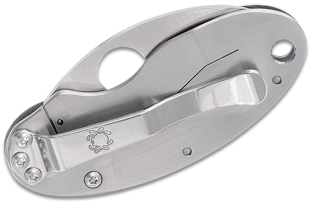 Spyderco Cricket Folding Knife VG10 Satin Plain Blade, Stainless Steel Handles #C29P