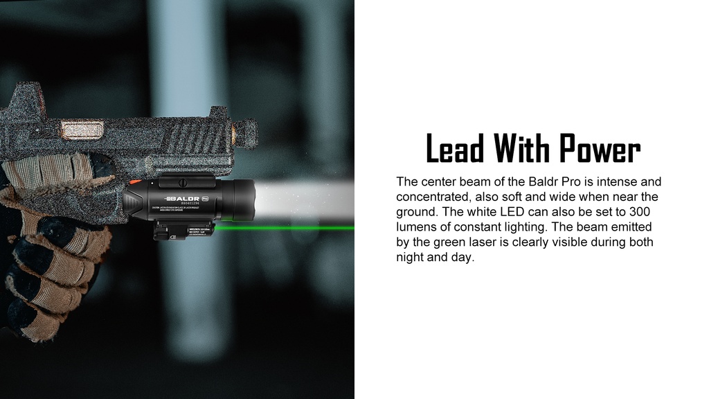 OLIGHT Baldr Pro 1350 lumens with Green Dot