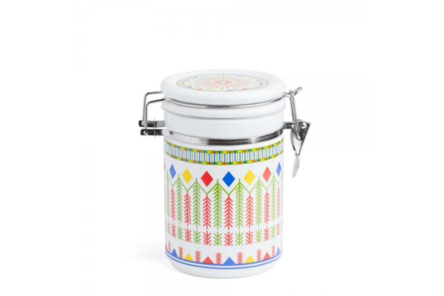 CANISTER WITH SPOON  1000ML WHITE FROM AL-RIMAYA #22-3347