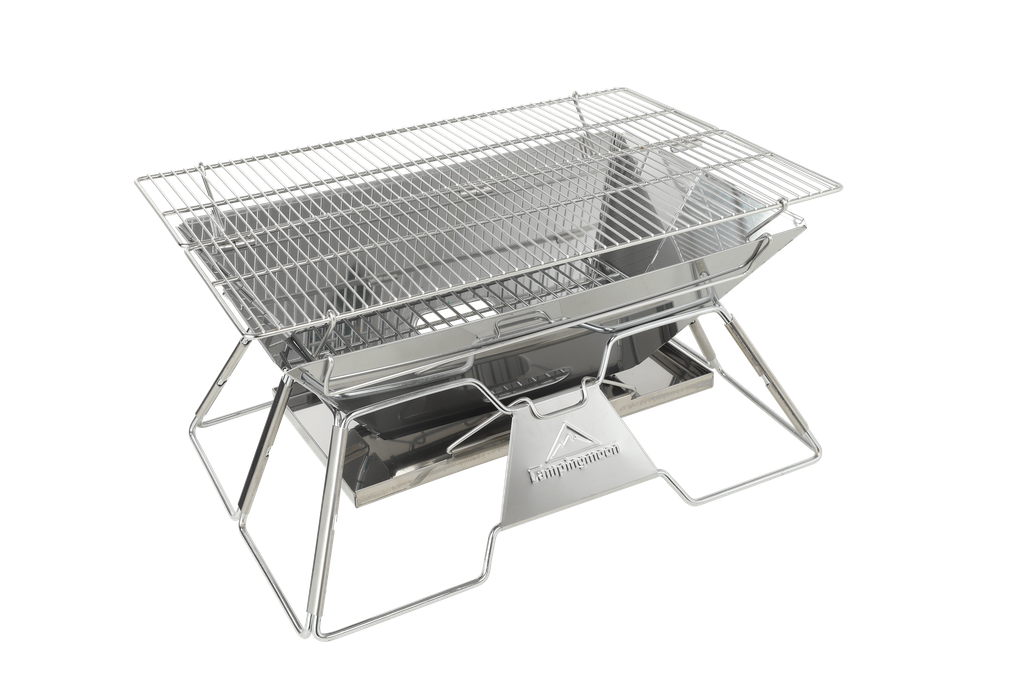 Stainless Steel Foldable Wood Burning Grill 50x30 cm with Carrying Bag #MT-3