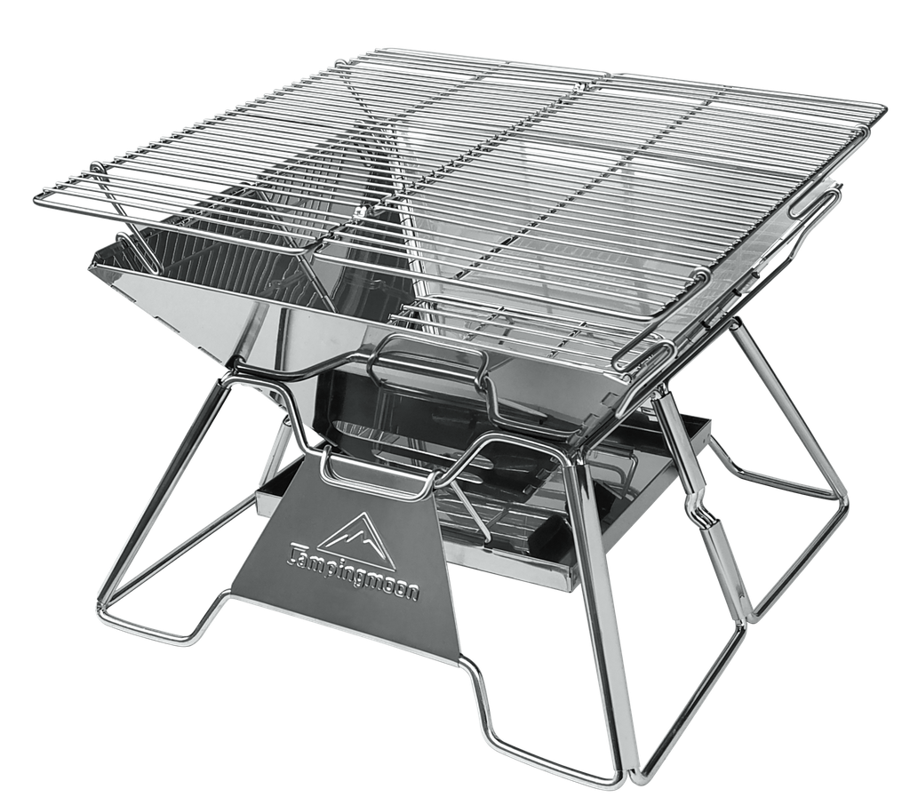 Stainless Steel Portable Wood Burning Grill 35 cm with Carrying Bag #MT-2
